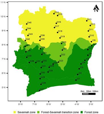 The core bacteriobiome of Côte d’Ivoire soils across three vegetation zones